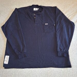 Tyndale FR Henley L/S Shirt Mens XL Long Navy Blue Flame Resistant FRMC USA